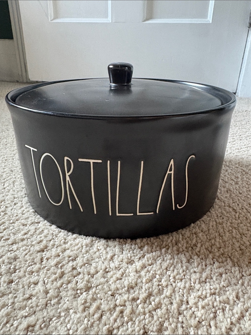 Black Tortilla Keeper with Lid - Rae Dunn